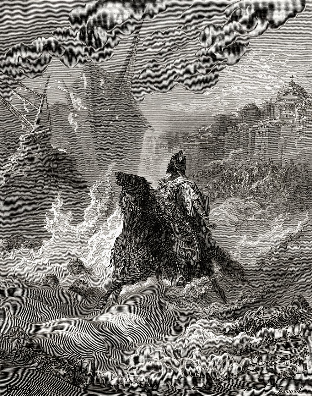 Mohammed II (1432-81) före Konstantinopel 1453, illustration från 