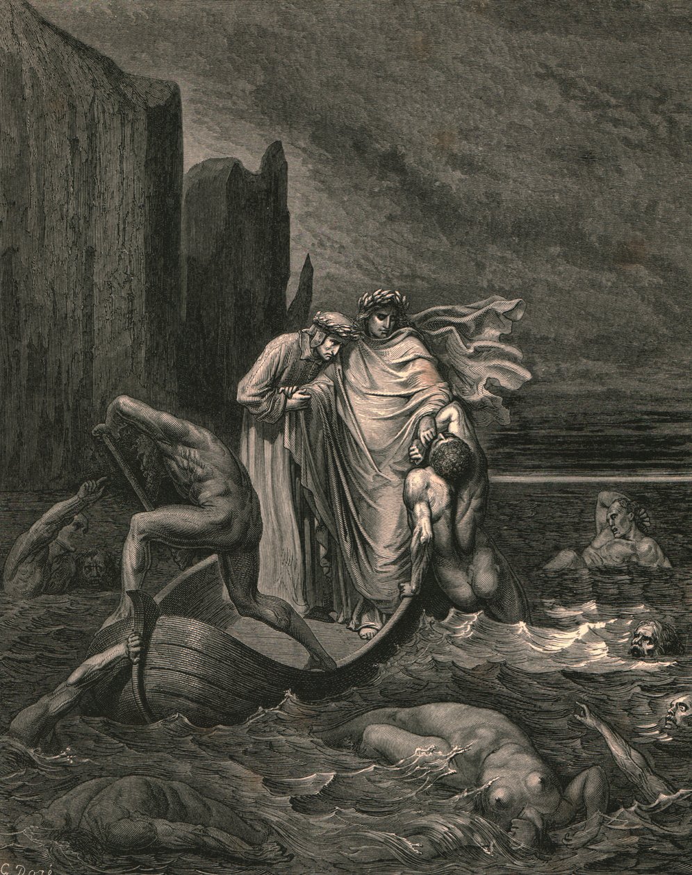 Min lärare visman medveten, stötte tillbaka honom, c1890. av Gustave Dore