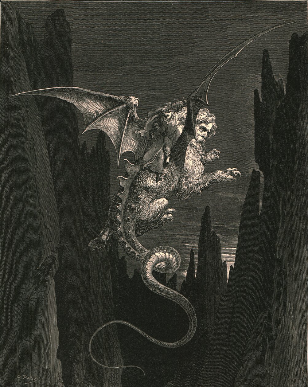 Ny skräck jag blev gravid vid den branta nedgången, c1890. av Gustave Dore