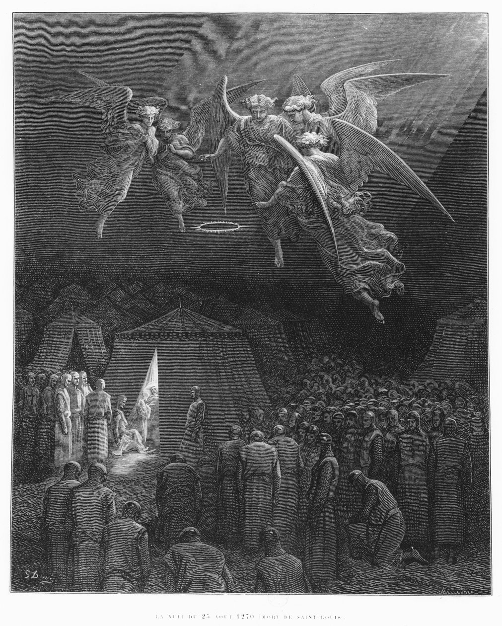 Natten till den 25 augusti 1270, St. Louis död (1214-70), illustration från 