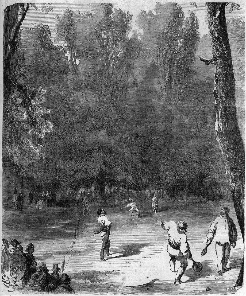 Palmspelare i Luxembourgträdgården i Paris 1868 - teckning av Gustave Dore av Gustave Dore