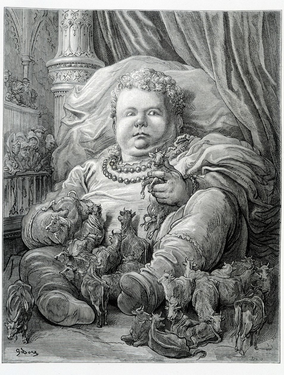Pantagruel omger kor - i "" Gargantua"" av Rabelais, ill. Gustave Dore av Gustave Dore