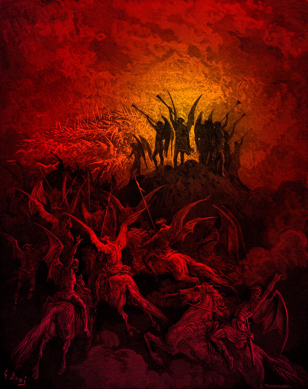 Paradise Lost: The Rebel Angels. Av Doré av Gustave Dore
