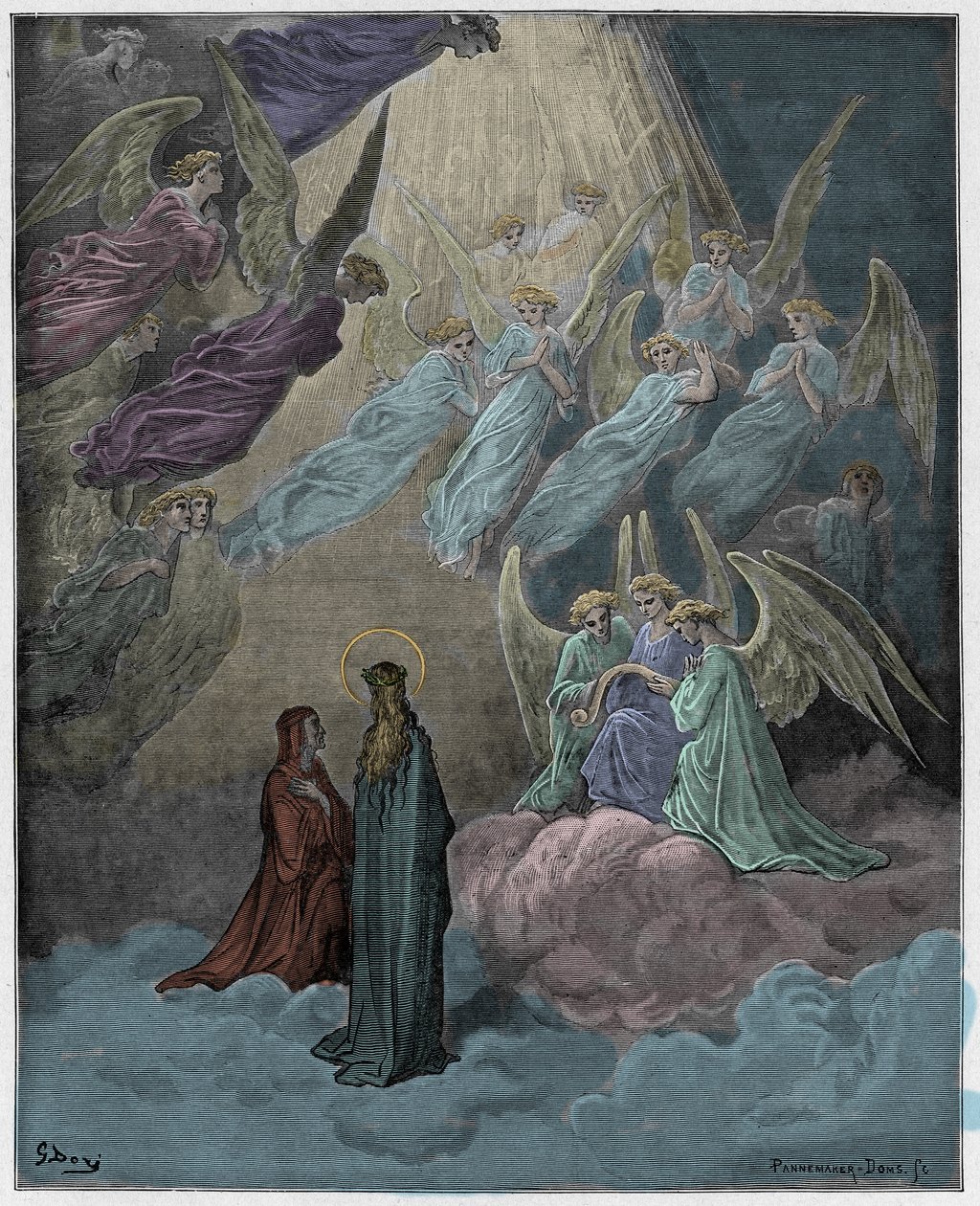 Paradiso, Canto 21 : De lysande själarna sjunger, illustration från "Den gudomliga komedin" av Dante Alighieri, 1885 av Gustave Dore