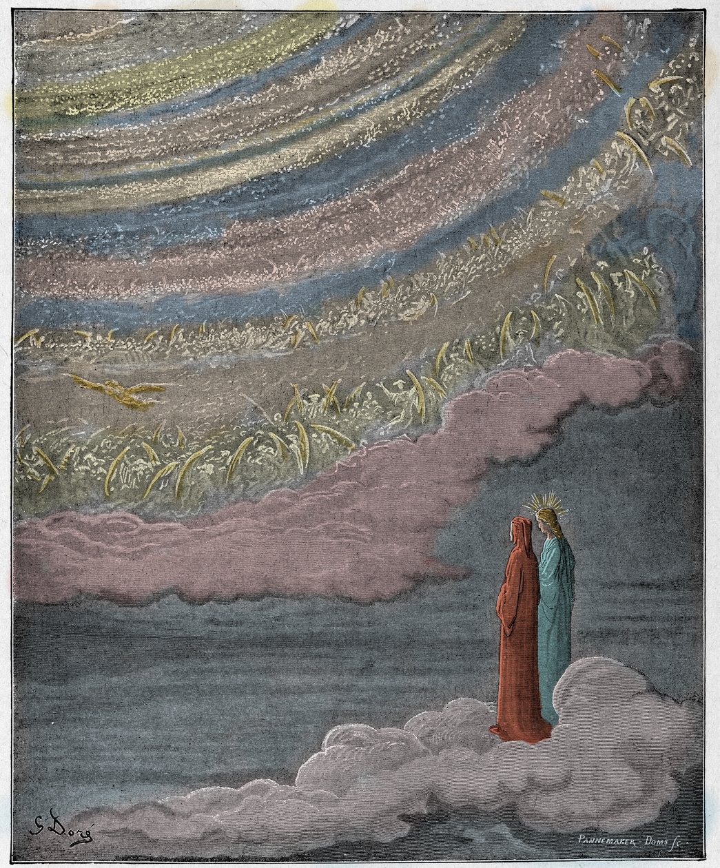 Paradiso, Canto 28: Himlens glittrande värd, illustration från "Den gudomliga komedin" av Dante Alighieri, 1885 av Gustave Dore