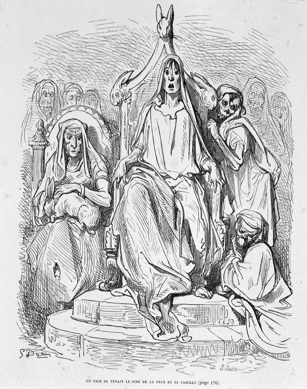 Personifiering av rädsla och hans familj av Doré av Gustave Dore