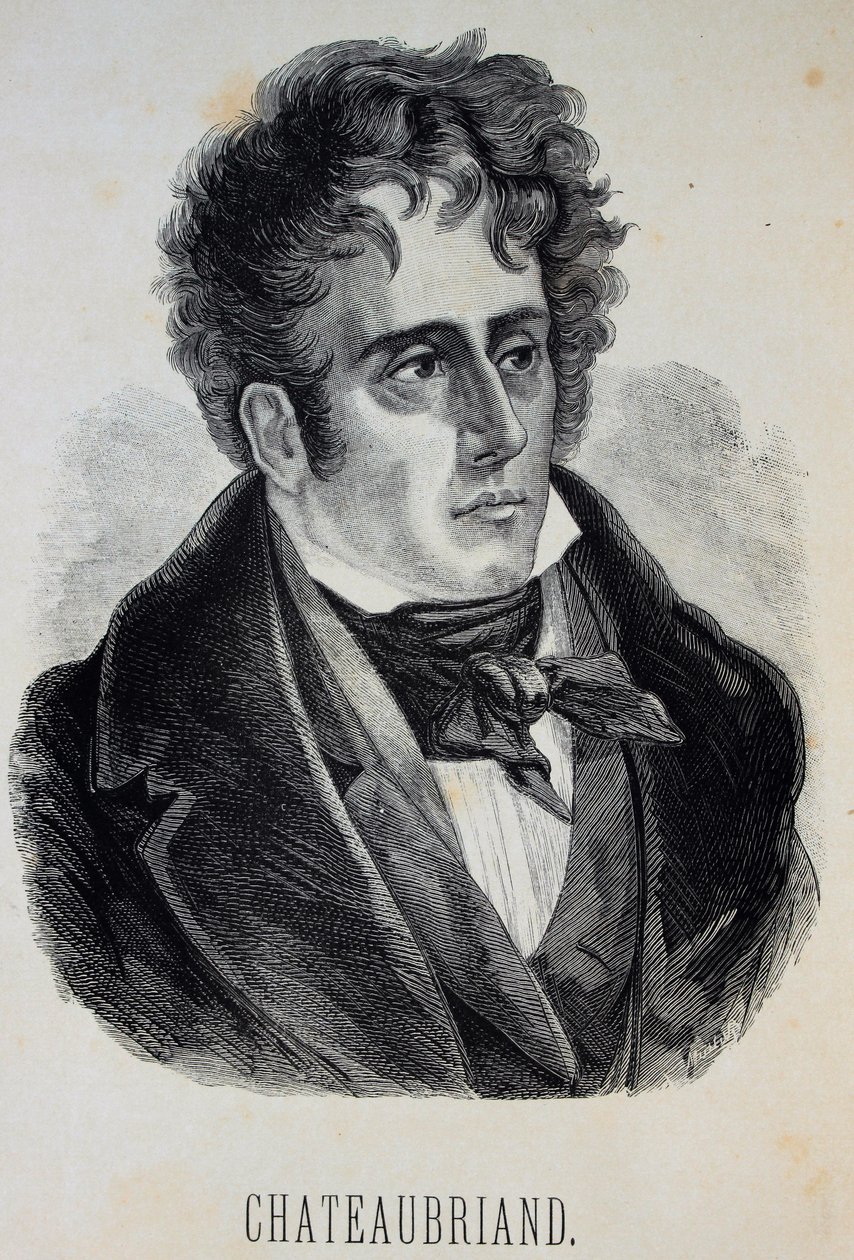 Porträtt av François-René, viscount av Chateaubriand 1768-1848, 1880. av Gustave Dore