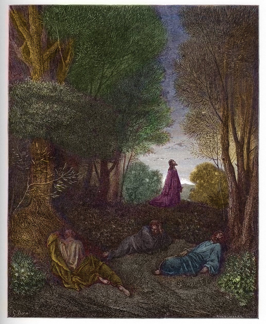 Jesu bön i Oljeträdgården - Jesu bön i Oljeträdgården - - gravyr i "The Bible illustree" av Gustave Dore (1832-1883) - Gravyr från "" The Dore Bible"" av Gustave Dore