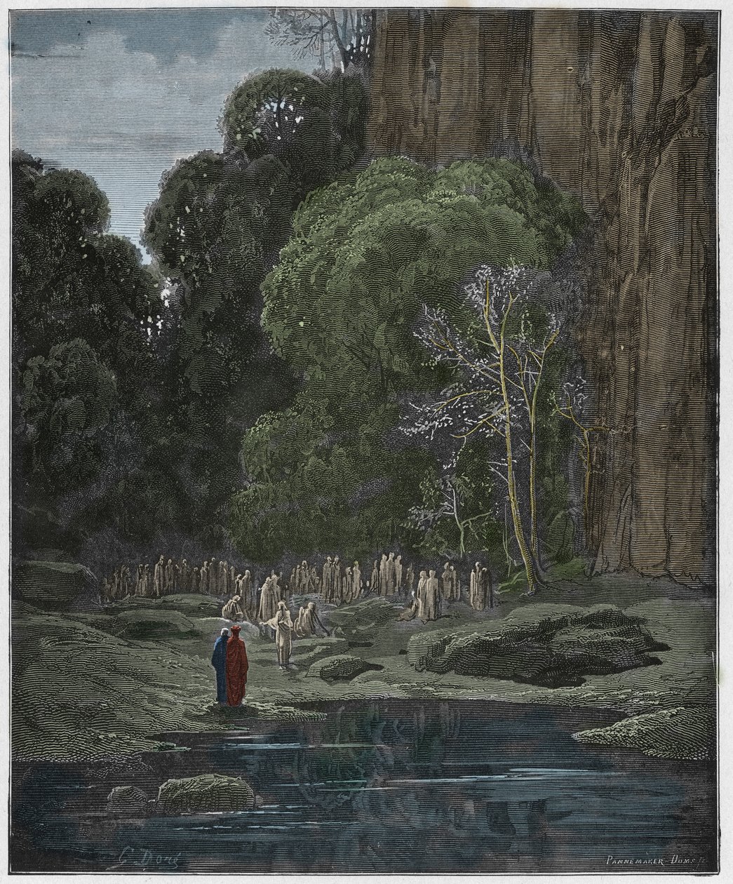 Purgatorio, Canto 5 : De sena ångrarna sjunger Miserere, illustration från "Den gudomliga komedin" av Dante Alighieri, 1885 av Gustave Dore