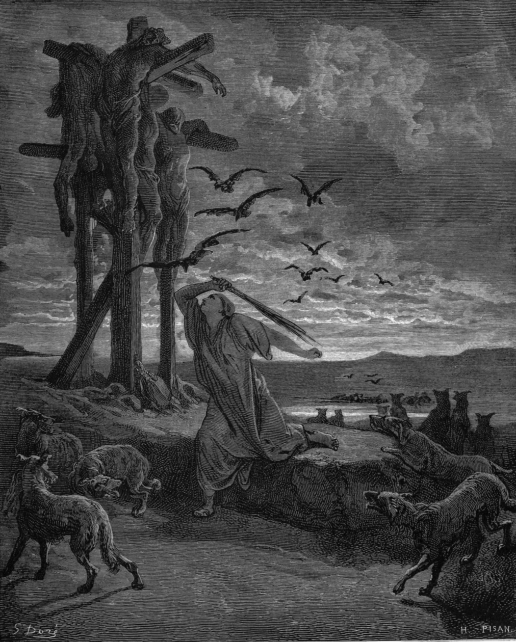 Rizpa, kung Sauls konkubin, 1866 av Gustave Dore