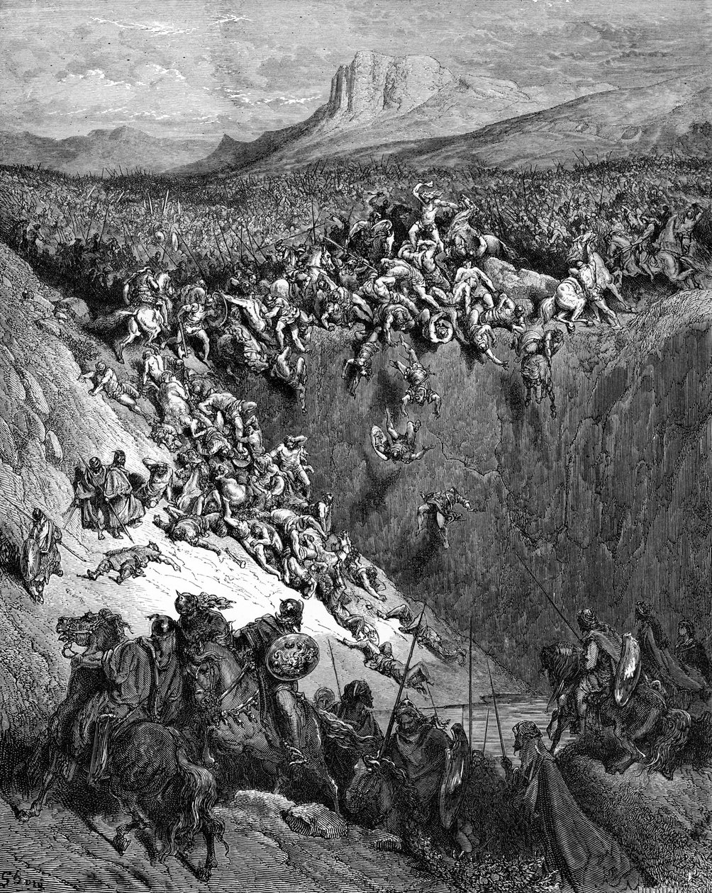 Simson dödar filistéer med käkben av Doré- Bible av Gustave Dore