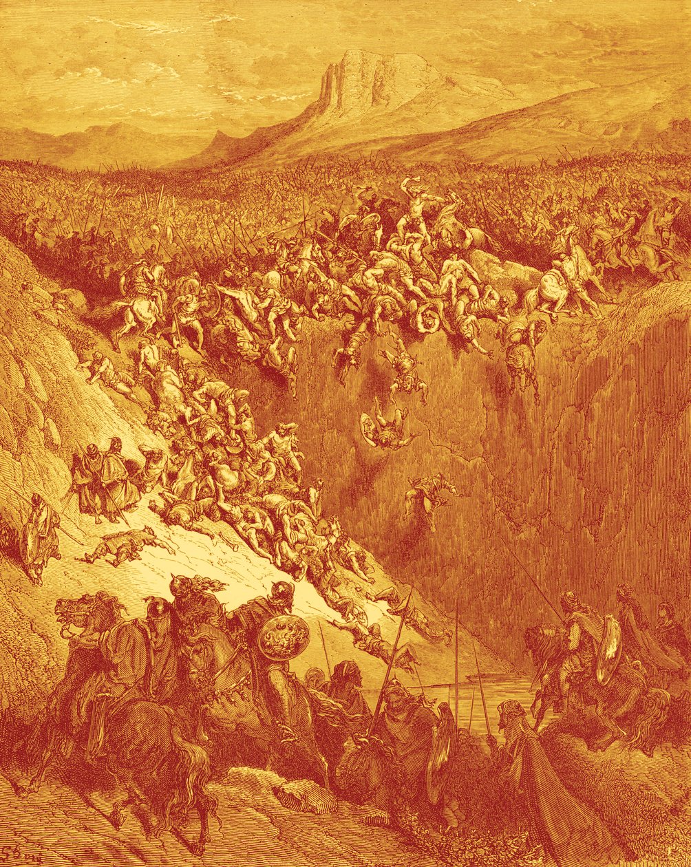 Simson dödar filistéer med käkben av åsna, av Doré - Bibeln av Gustave Dore