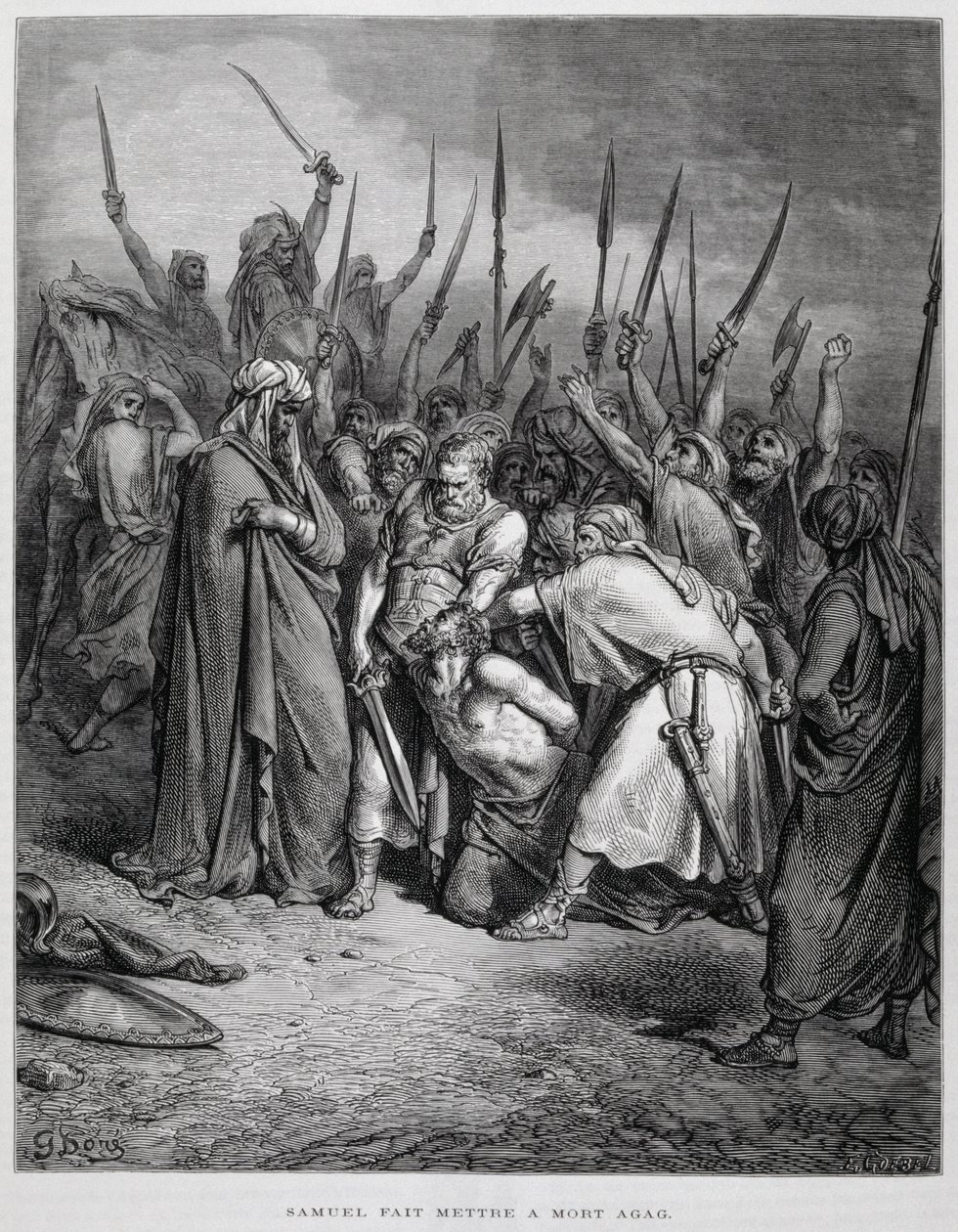 Samuel dödar Agag, illustration från Dore-bibeln av Gustave Dore
