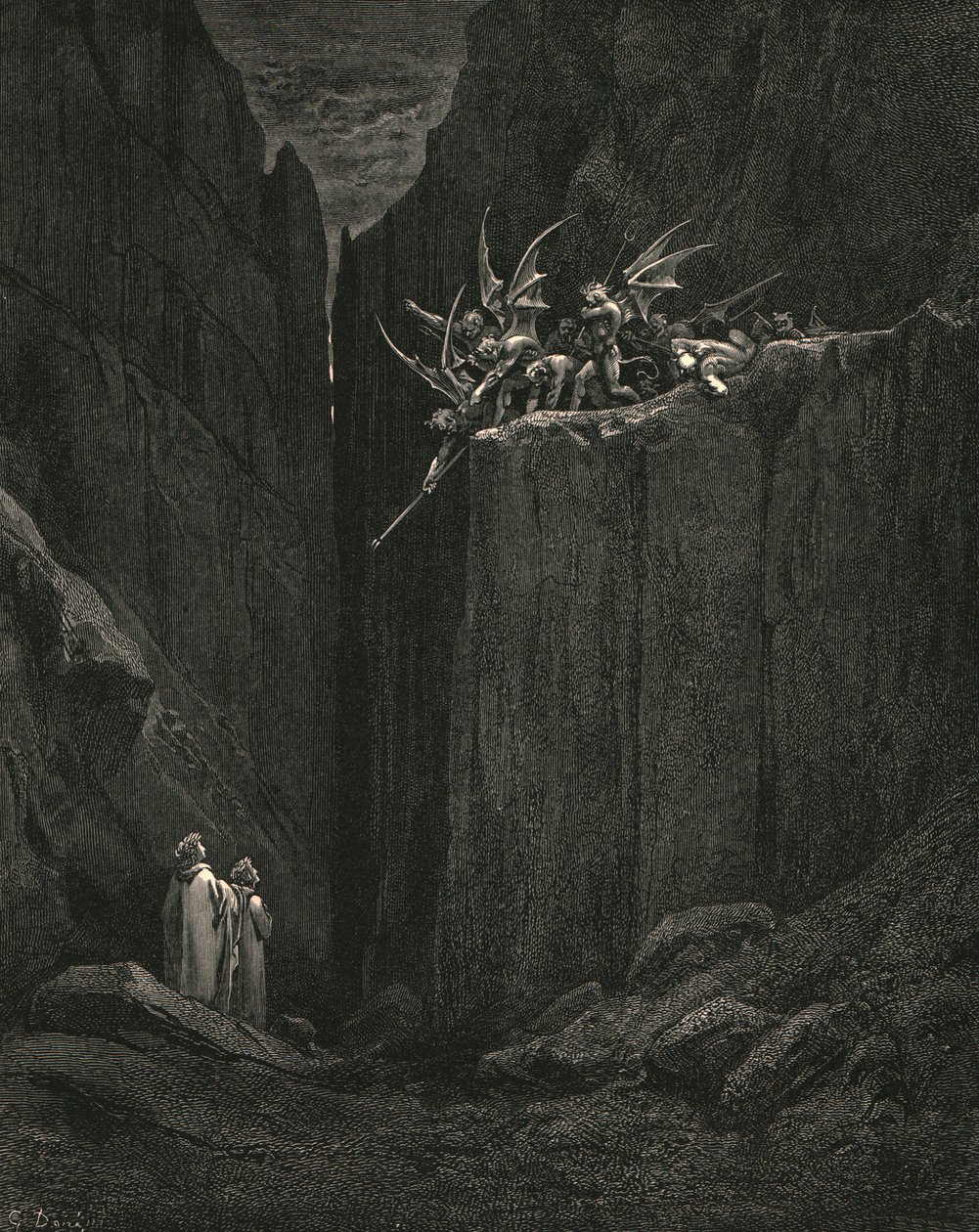 Knappt hade fötterna nått till den lägsta av sängen under, c1890. av Gustave Dore