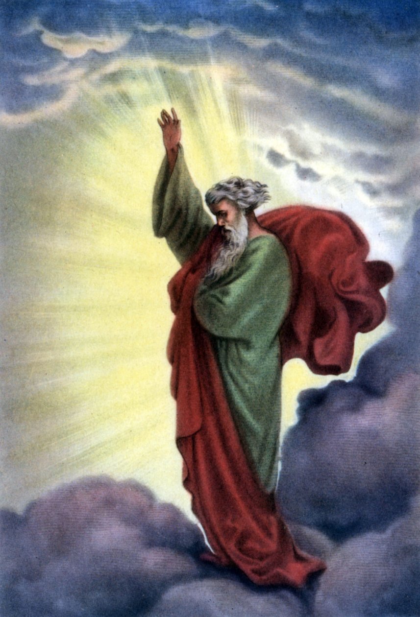 Uppsättning av bibliska pedagogiska vykort på 50-talet, gjorda efter Fine Arts: här efter "Gud Fadern" av Gustave Dore av Gustave Dore