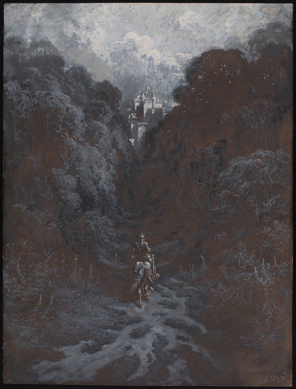 Sir Lancelot närmar sig slottet i Astolat av Gustave Dore