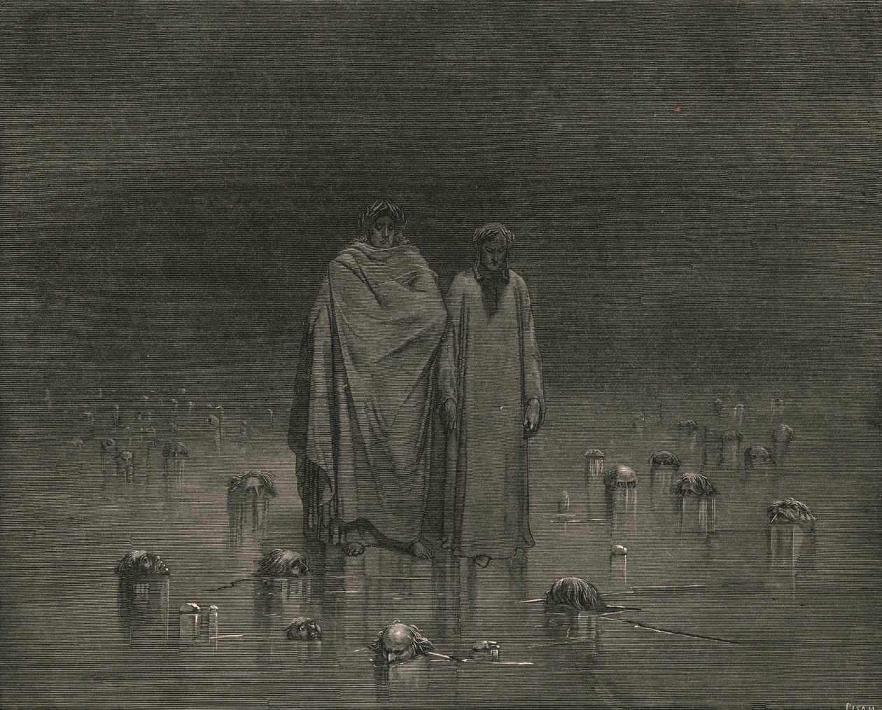 Akta dig väl, dina sulor trampar inte på dina fattiga bröders huvuden, c1890. av Gustave Dore