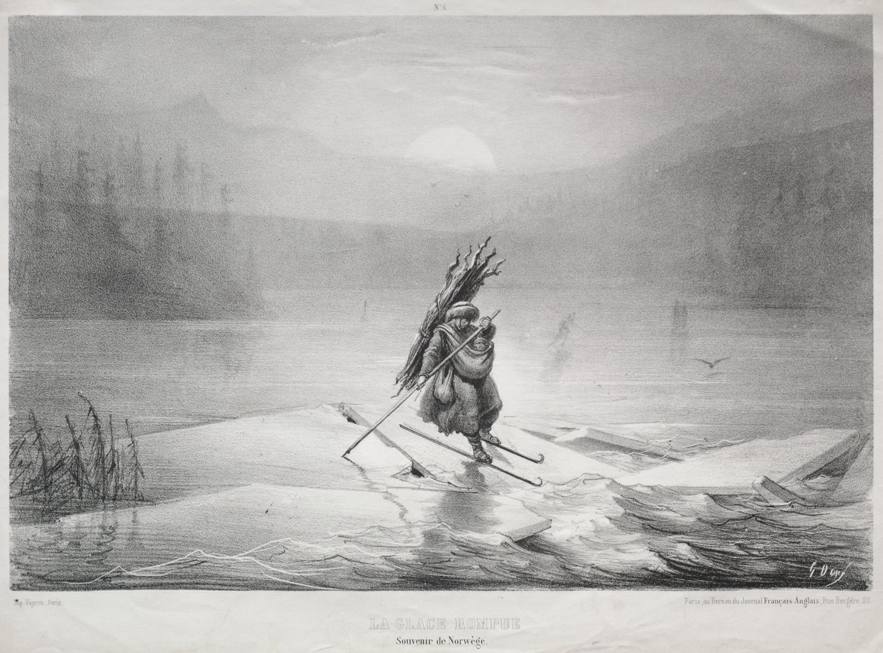 The Breaking Ice, Souvenir of Norway. av Gustave Dore