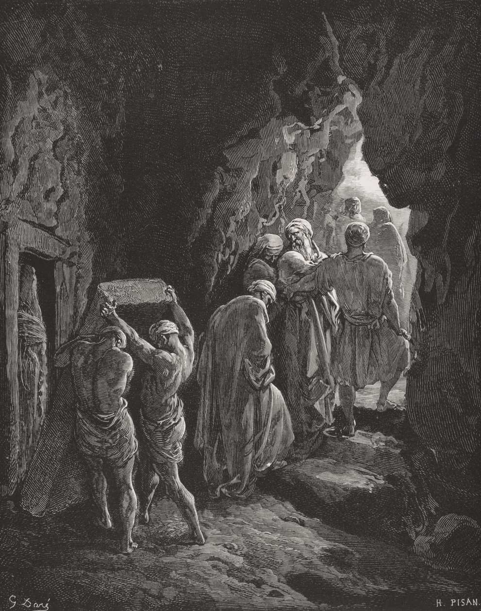 The Burial of Sarah, illustration från Dores 