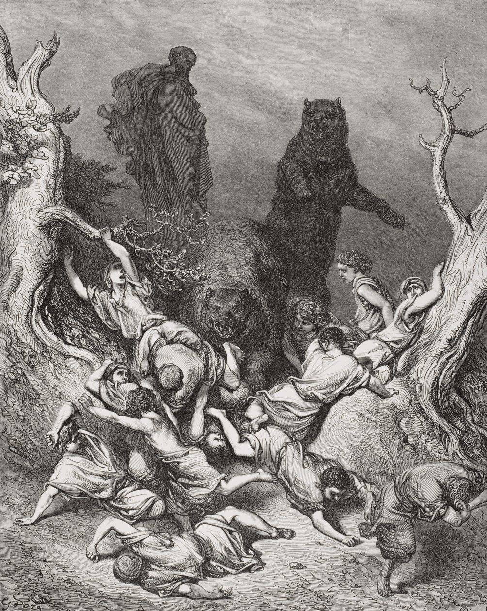 The Children Destroyed by Bears, illustration från Dores 