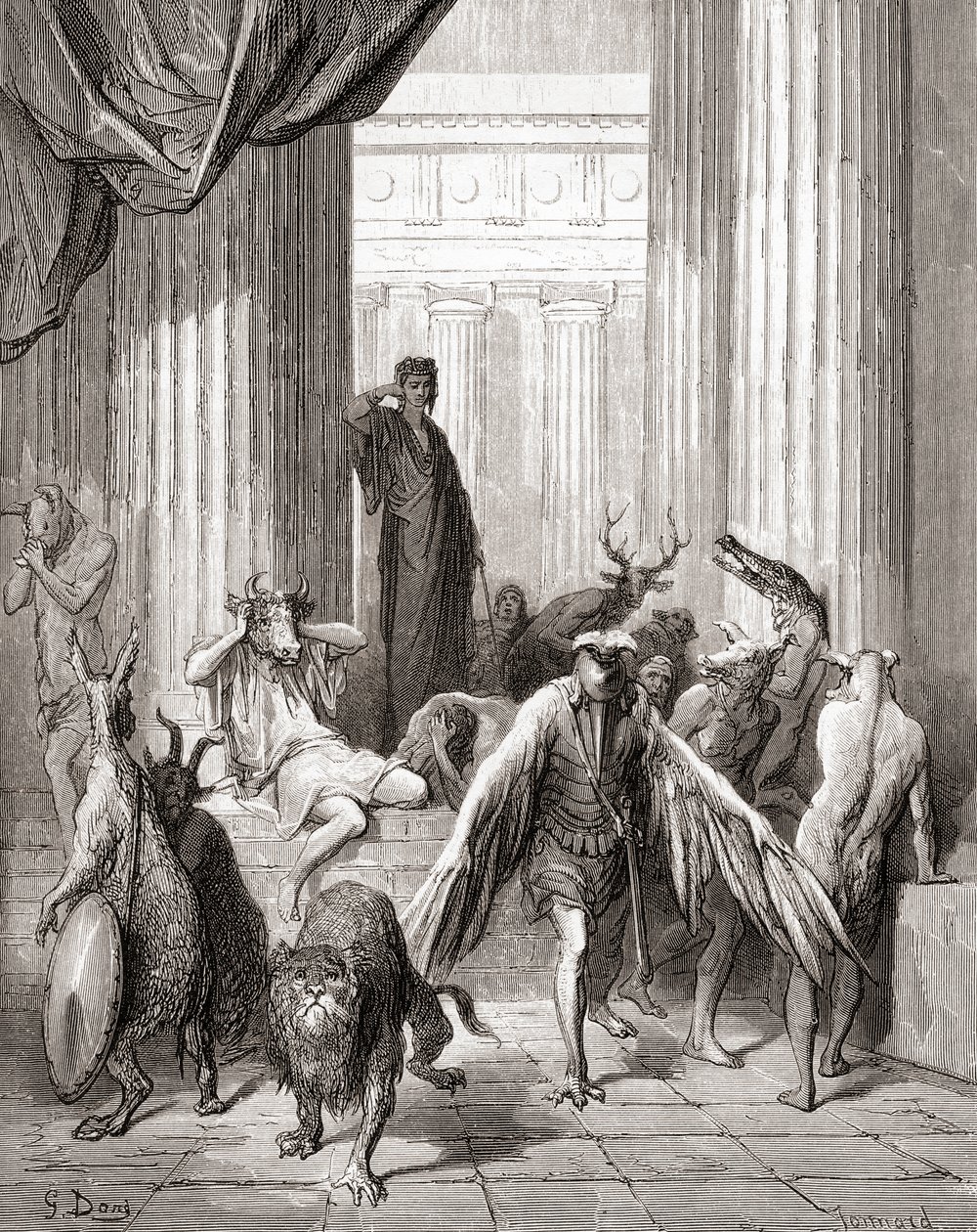 The Companions of Ulysses, från en sen 1800-talsutgåva av Fables de La Fontaine (trägravyr) av Gustave Dore