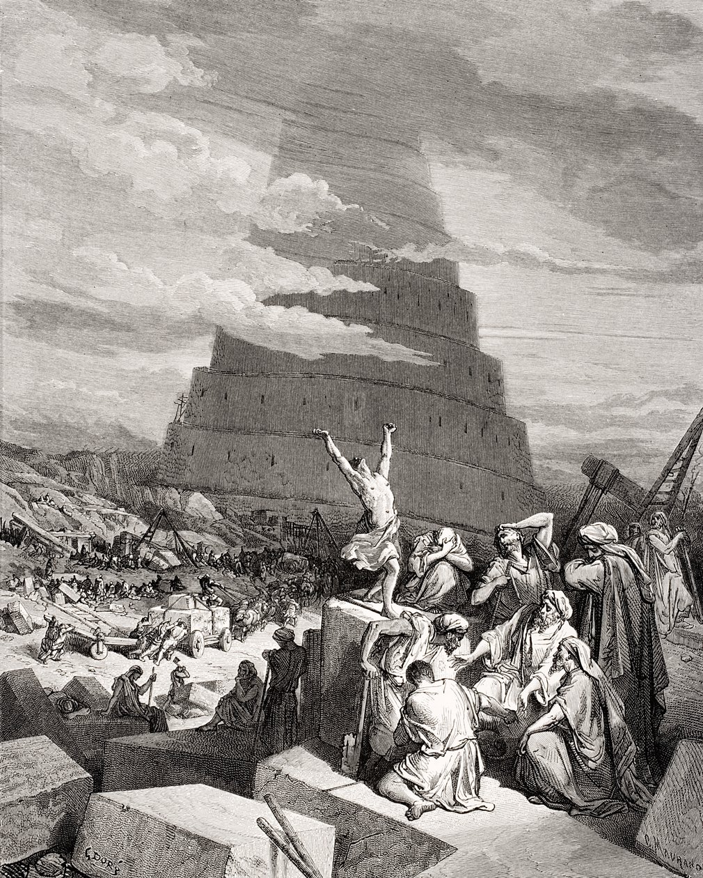 The Confusion of Tongues, 1 Mosebok 11:7-9, illustration från Dores 