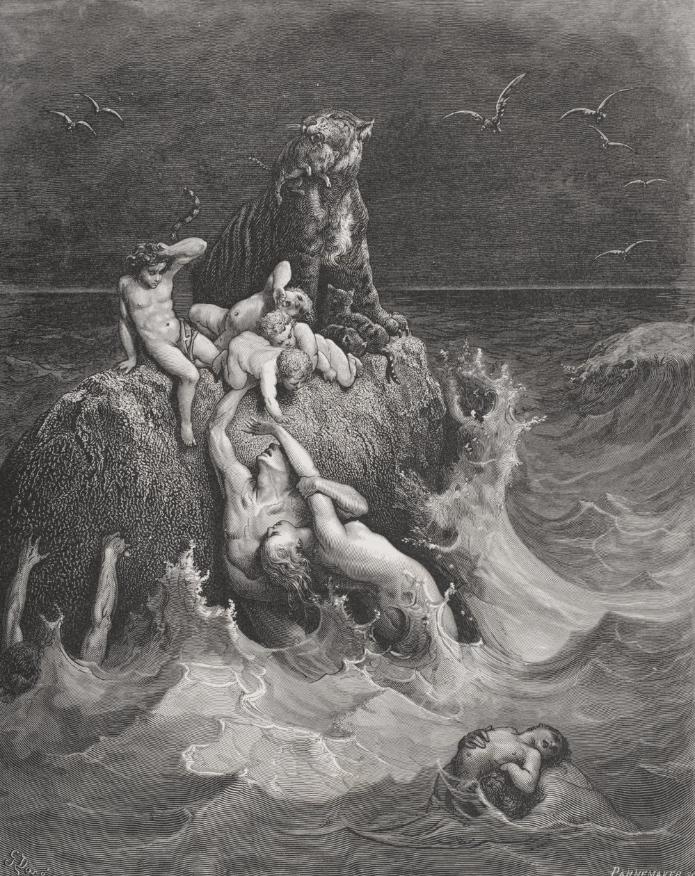 Syndfloden, illustration från Dores 