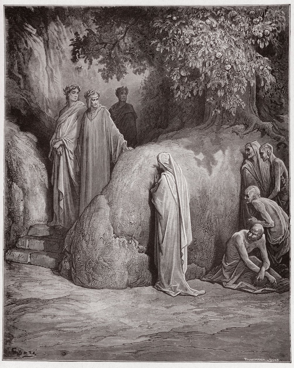 The Divine Comedy (La Divina Comedia, La Divine Comedie), Purgatorio, Canto 23: Dante känner igen skuggan av Forese bland frossarna - av Dante Alighieri (1265-1321) - Illustration av Gustave Dore (1832-1883) av Gustave Dore