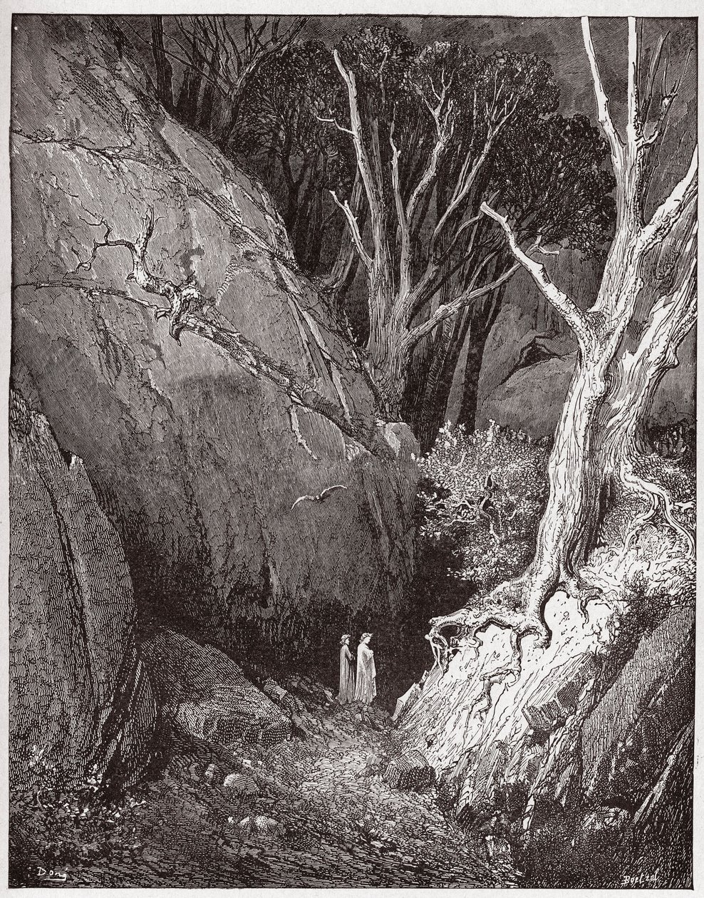 The Divine Comedy (La Divina Commedia, La Divine Comedie), Inferno, Canto 1: Virgil och Dante börjar sin resa - av Dante Alighieri (1265-1321) - Illustration av Gustave Dore (1832-1883) av Gustave Dore