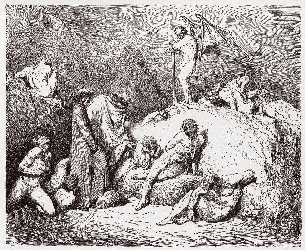 The Divine Comedy (La Divina Commedia, La Divine Comedie), Inferno, Canto 28: Stympade sårar av oenighet i den nionde bolgia - av Dante Alighieri (1265-1321) - Illustration av Gustave Dore (1832-1883) av Gustave Dore