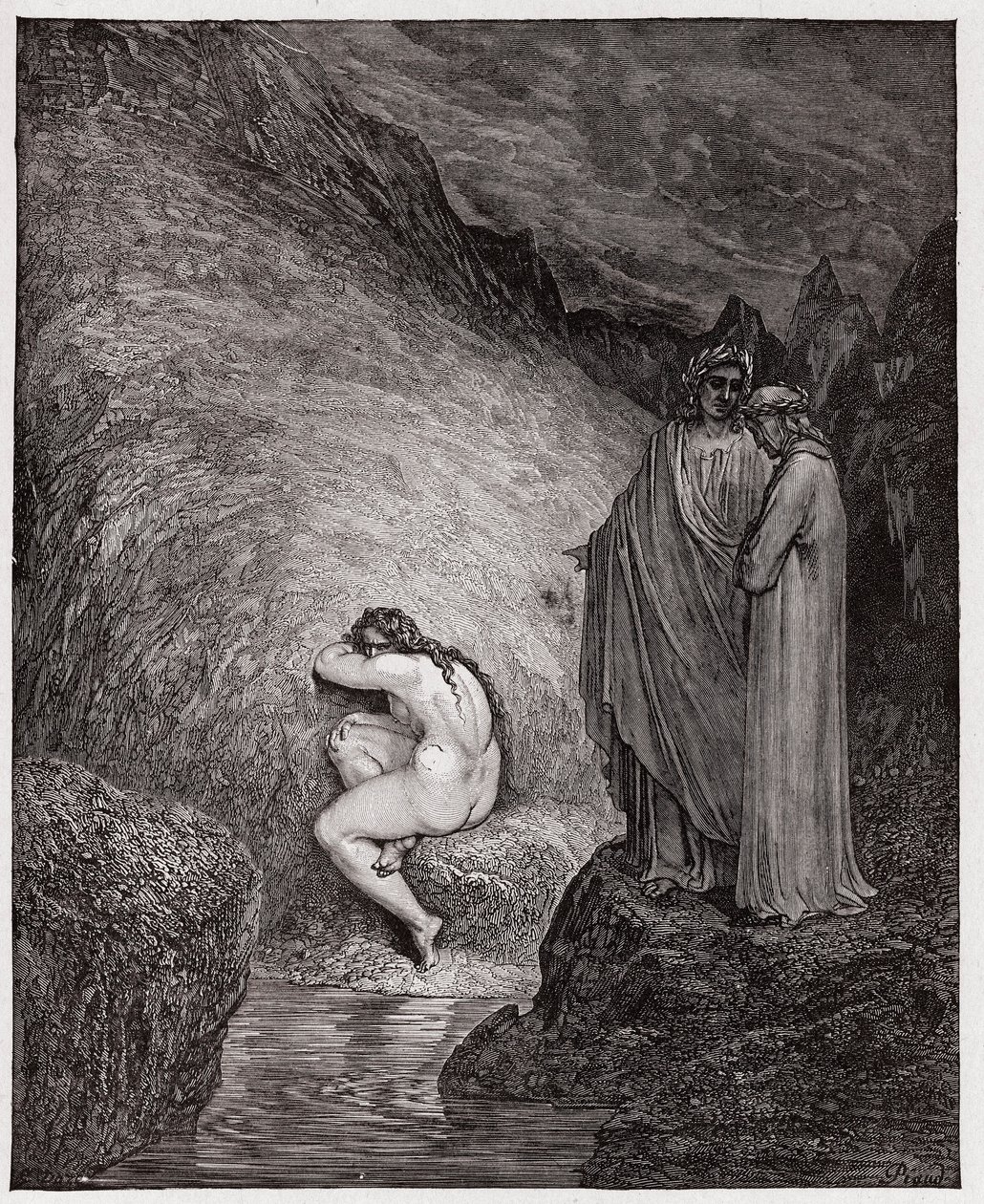 The Divine Comedy (La Divina Commedia, La Divine Comedie), Inferno, Canto 30: Myrrha, dömd för incest - av Dante Alighieri (1265-1321) - Illustration av Gustave Dore (1832-1883) av Gustave Dore