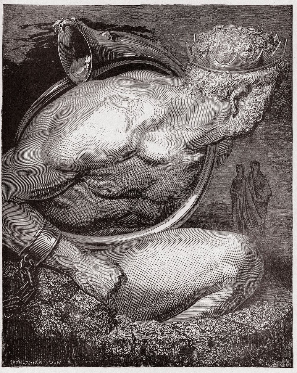 The Divine Comedy (La Divina Commedia, La Divine Comedie), Inferno, Canto 31: Nimrod of the giants - av Dante Alighieri (1265-1321) - Illustration av Gustave Dore (1832-1883) av Gustave Dore