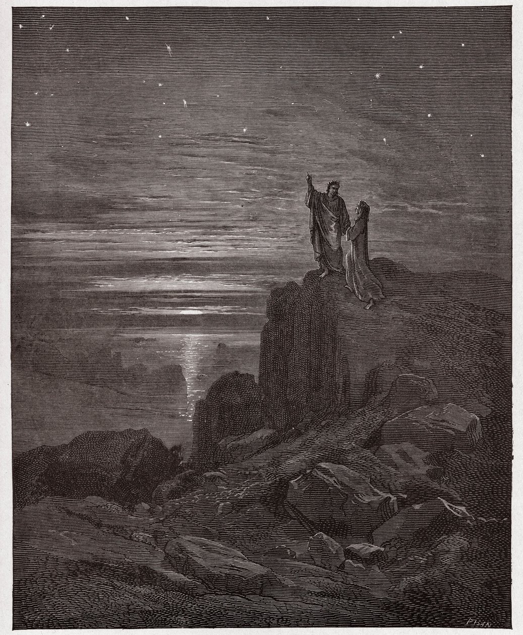 The Divine Comedy (La Divina Commedia, La Divine Comedie), Inferno, Canto 34: Poeterna kommer ur helvetet - av Dante Alighieri (1265-1321) - Illustration av Gustave Dore (1832-1883) av Gustave Dore