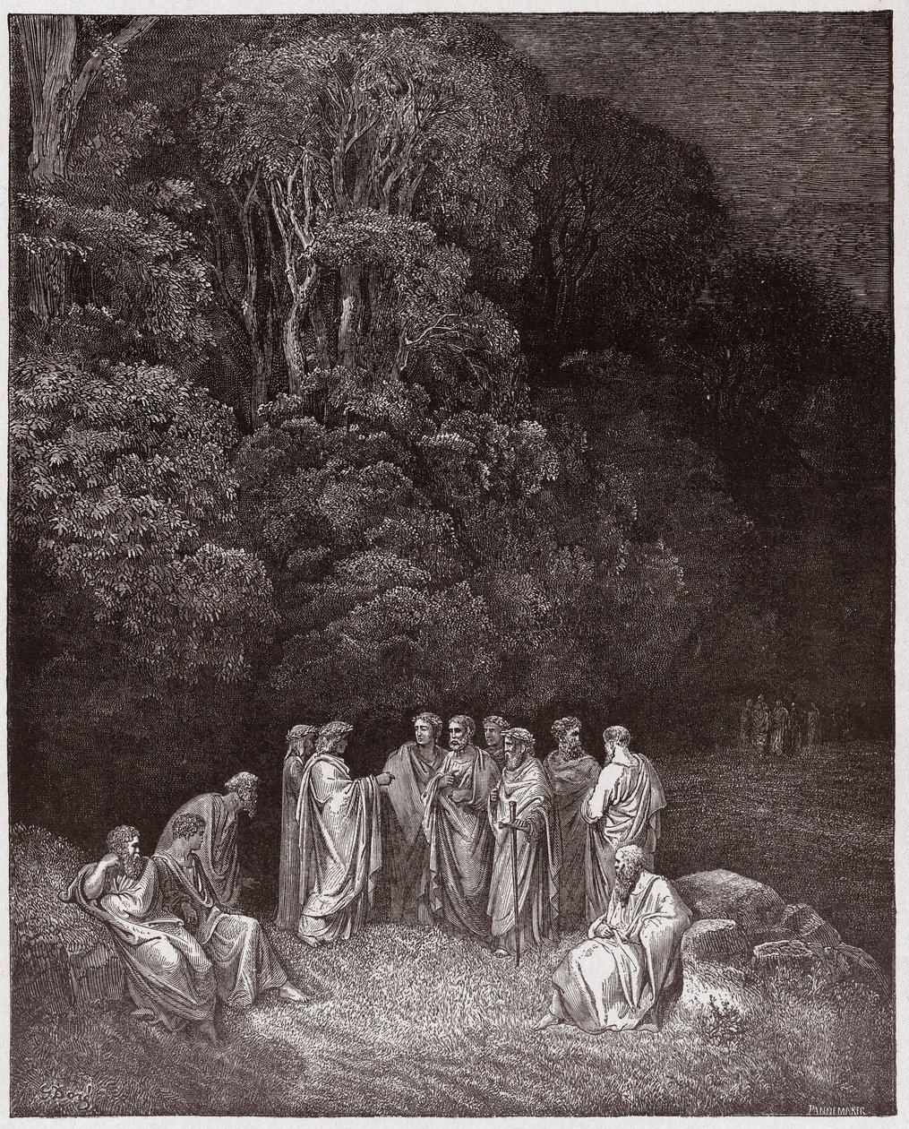 Den gudomliga komedin (La Divina Commedia, La Divine Comedie), Inferno, Canto 4: Homer, poeterna och hjältarna i Limbo - av Dante Alighieri (1265-1321) - Illustration av Gustave Dore (1832-1883) av Gustave Dore