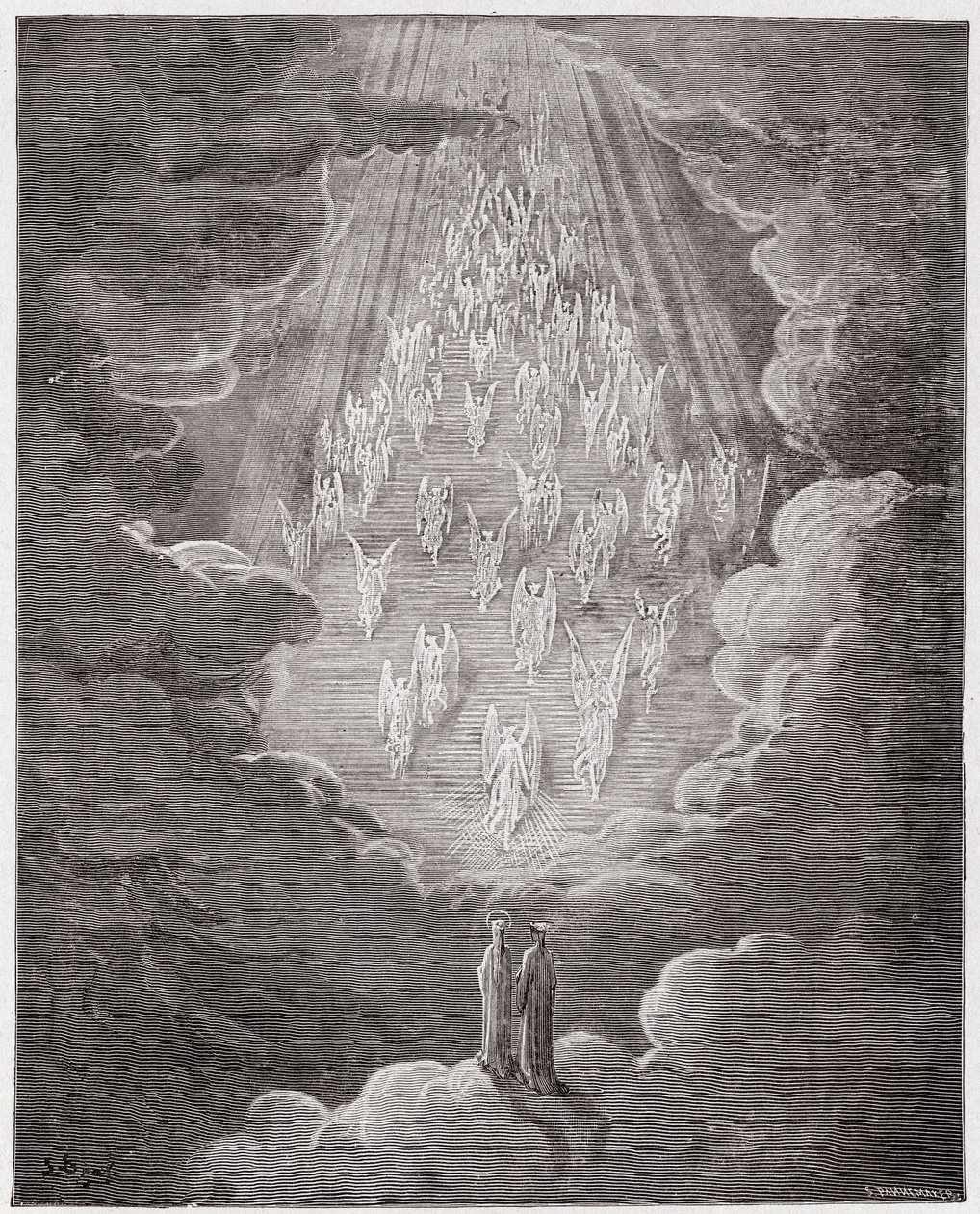 Den gudomliga komedin (La Divina Commedia, La Divine Comedie), Paradiso, Canto 21: Beatrice och Dante i Saturnus sfär - av Dante Alighieri (1265-1321) - Illustration av Gustave Dore (1832-1883) av Gustave Dore