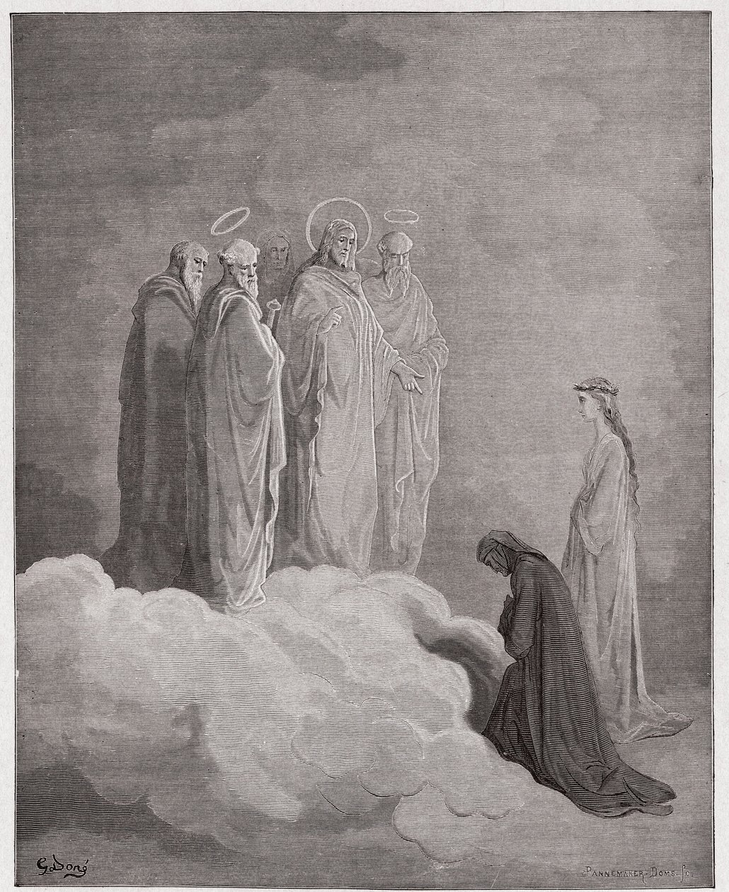 The Divine Comedy (La Divina Commedia, La Divine Comedie), Paradiso, Canto 26: St. John granskar Dante angående kärlek - av Dante Alighieri (1265-1321) - Illustration av Gustave Dore (1832-1883) av Gustave Dore