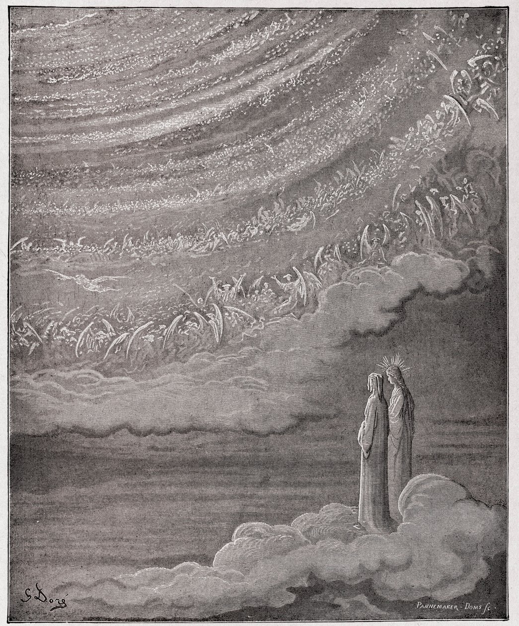 The Divine Comedy (La Divina Commedia, La Divine Comedie), Paradiso, Canto 28: The scintillating host of heaven - av Dante Alighieri (1265-1321) - Illustration av Gustave Dore (1832-1883) av Gustave Dore
