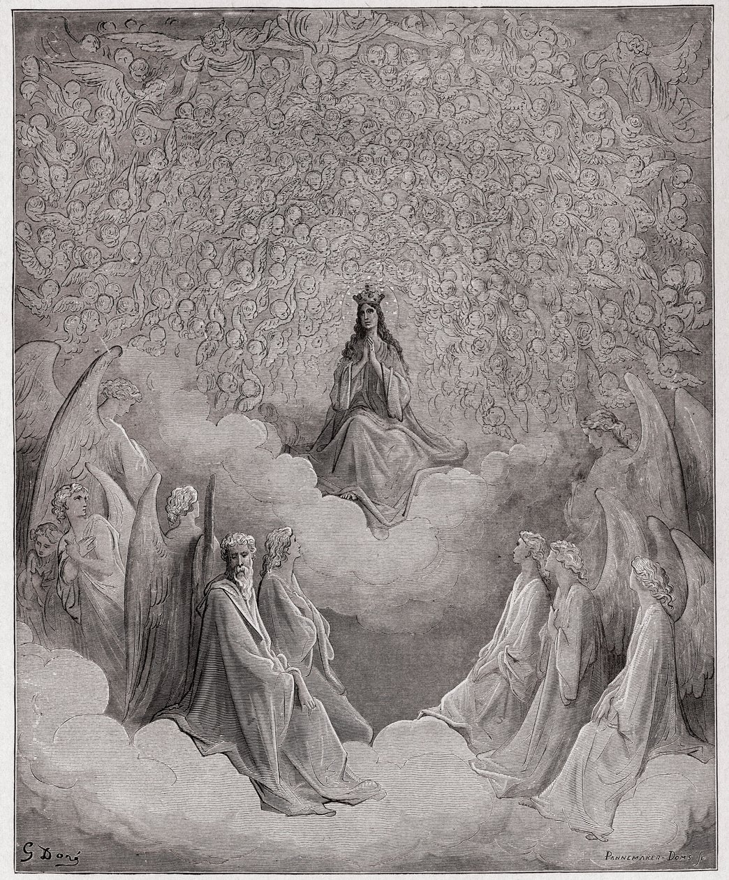 The Divine Comedy (La Divina Commedia, La Divine Comedie), Paradiso, Canto 31: The queen of heaven - av Dante Alighieri (1265-1321) - Illustration av Gustave Dore (1832-1883) av Gustave Dore