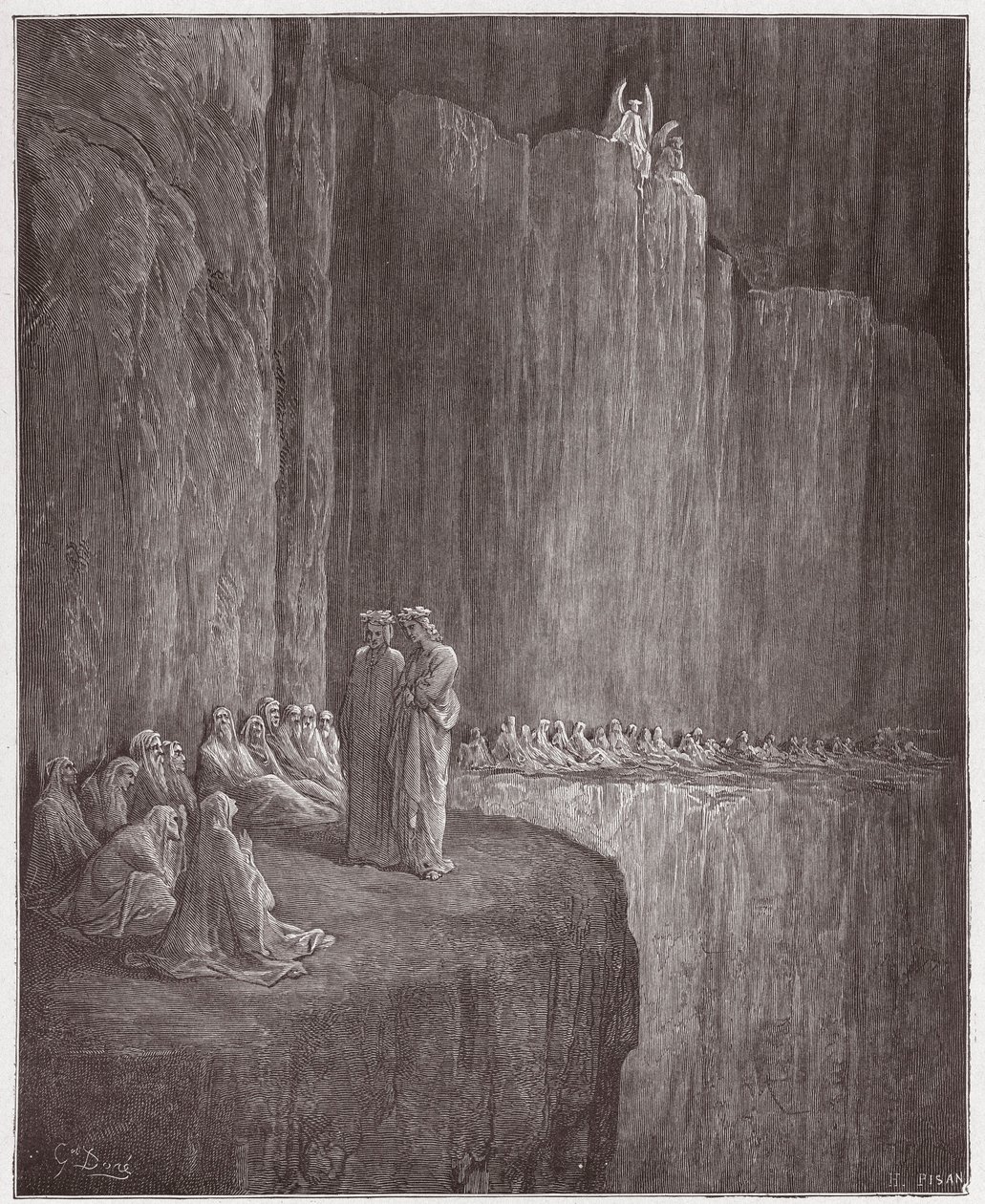 The Divine Comedy (La Divina Commedia, La Divine Comedie), Purgatorio, Canto 13: Sapia rensar sitt skyldiga liv - av Dante Alighieri (1265-1321) - Illustration av Gustave Dore (1832-1883) av Gustave Dore