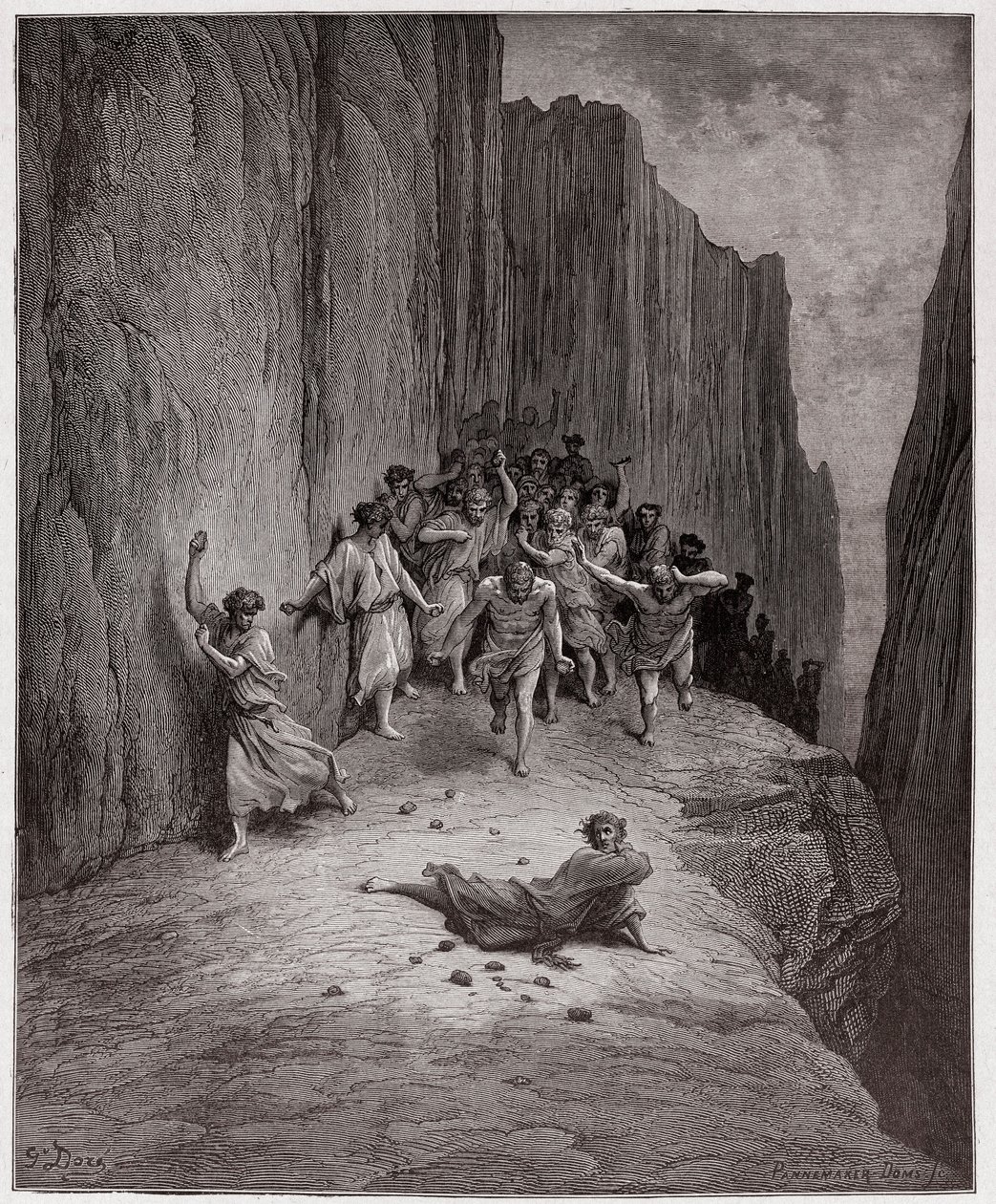 The Divine Comedy (La Divina Commedia, La Divine Comedie), Purgatorio, Canto 15: Dantes vision av steningen av Stephen - av Dante Alighieri (1265-1321) - Illustration av Gustave Dore (1832-1883) av Gustave Dore