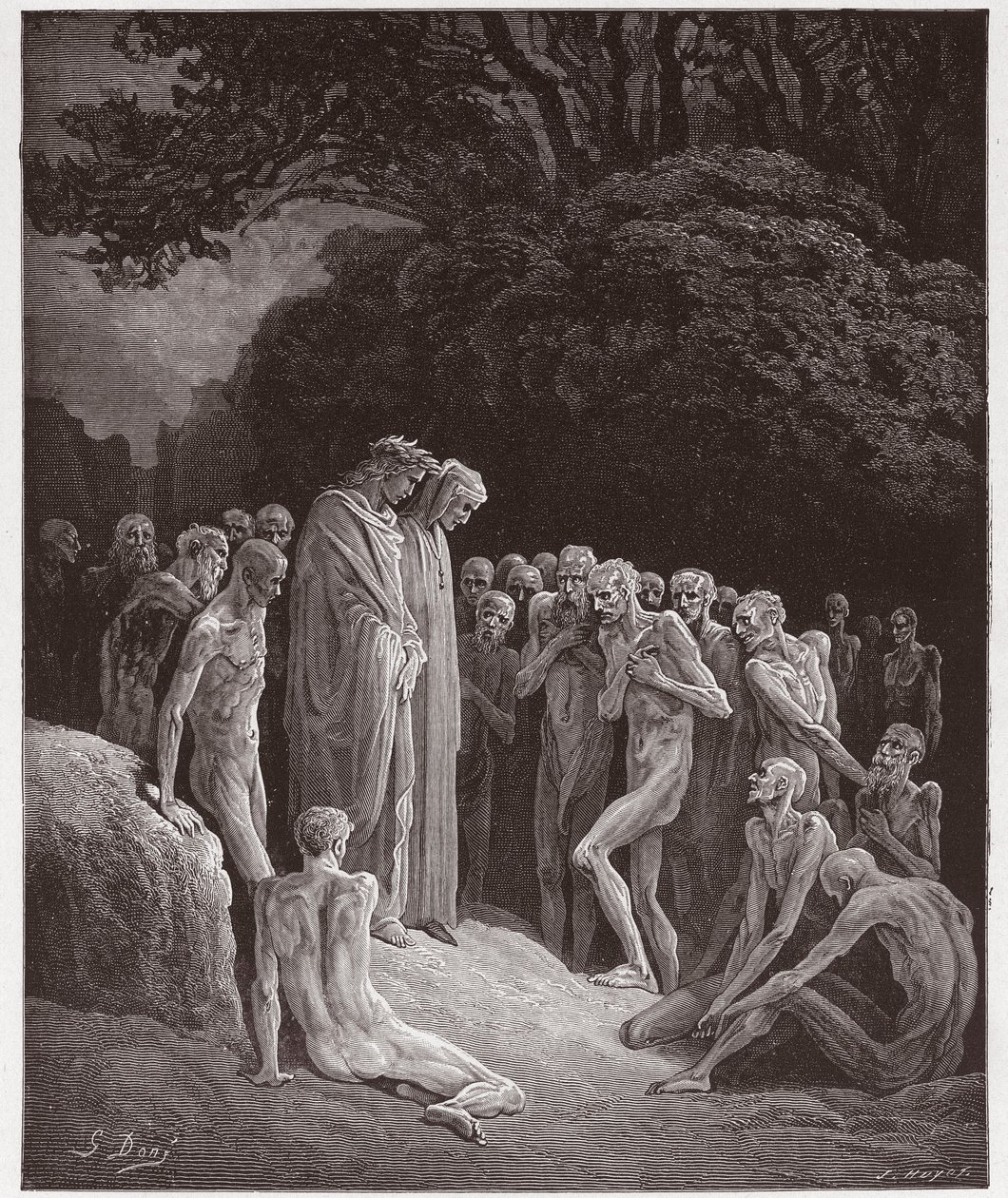 The Divine Comedy (La Divina Commedia, La Divine Comedie), Purgatorio, Canto 23: The souls of the gluttonous - av Dante Alighieri (1265-1321) - Illustration av Gustave Dore (1832-1883) av Gustave Dore
