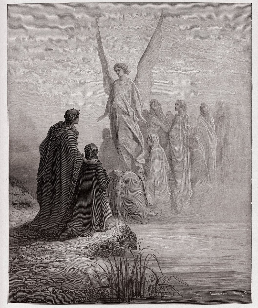 The Divine Comedy (La Divina Commedia, La Divine Comedie), Purgatorio, Canto 2: Den himmelska piloten landar båten - av Dante Alighieri (1265-1321) - Illustration av Gustave Dore (1832-1883) av Gustave Dore
