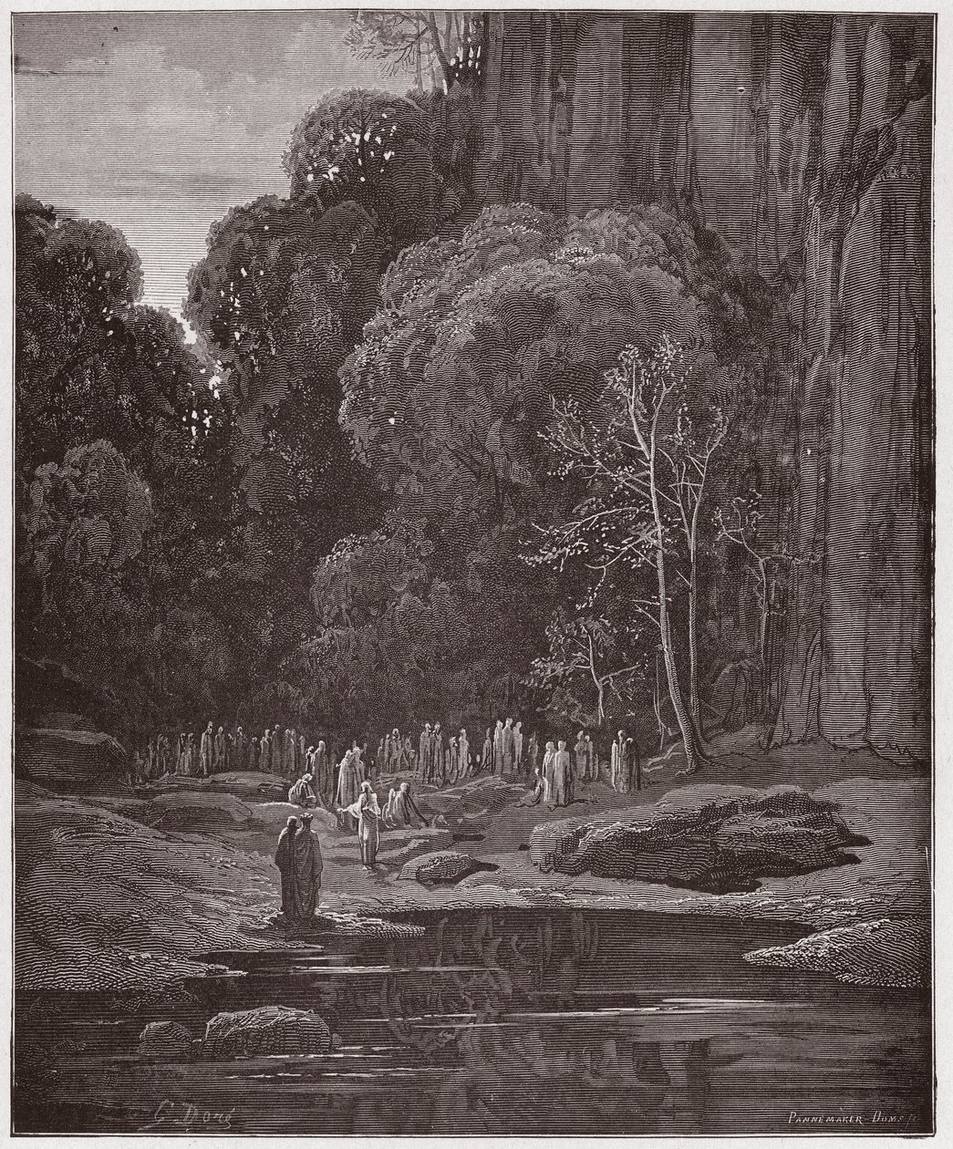 The Divine Comedy (La Divina Commedia, La Divine Comedie), Purgatorio, Canto 5: De sena ångrarna sjunger Miserere - av Dante Alighieri (1265-1321) - Illustration av Gustave Dore (1832-1883) av Gustave Dore