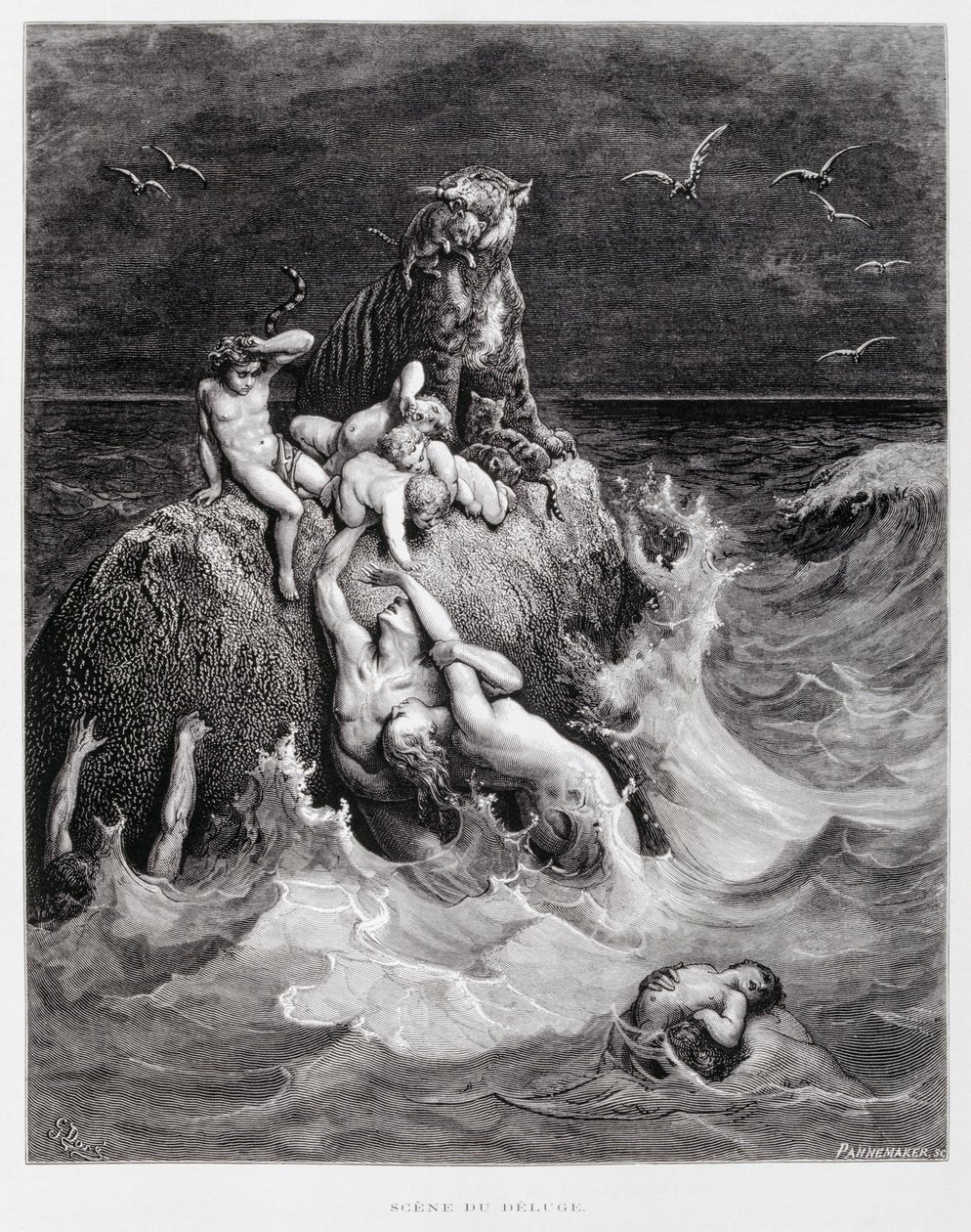 Den stora översvämningen, illustration från Dore-bibeln av Gustave Dore