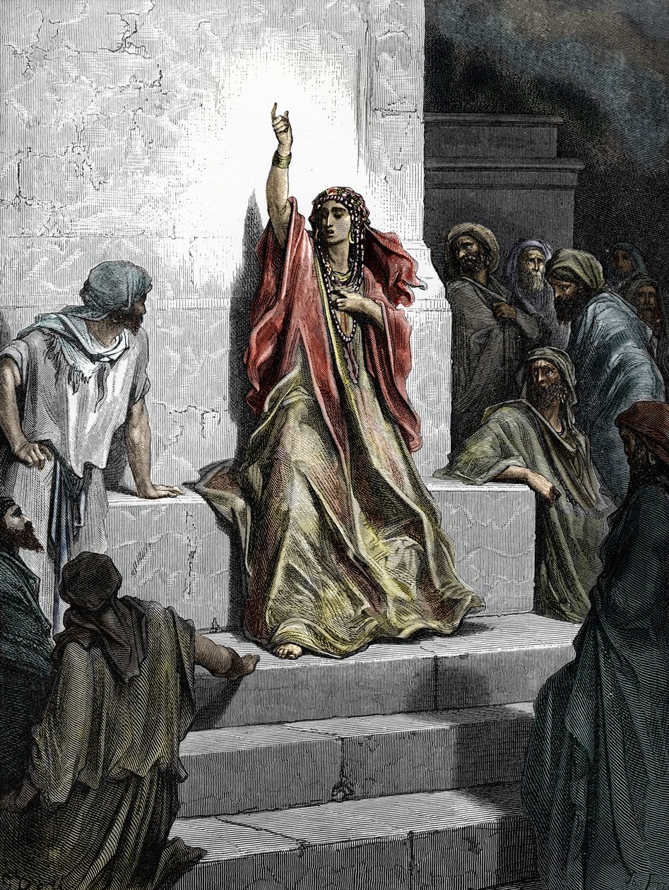 Profetessan Deborah (Profetinnan Debora) Gravyr från "bibeln" illustrerad av Gustave Dore (1832 - 1883) 1865 Privat samling av Gustave Dore