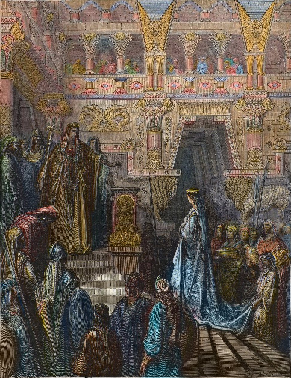 Drottningen av Saba före Salomo Graverad av Gustave Dore av Gustave Dore