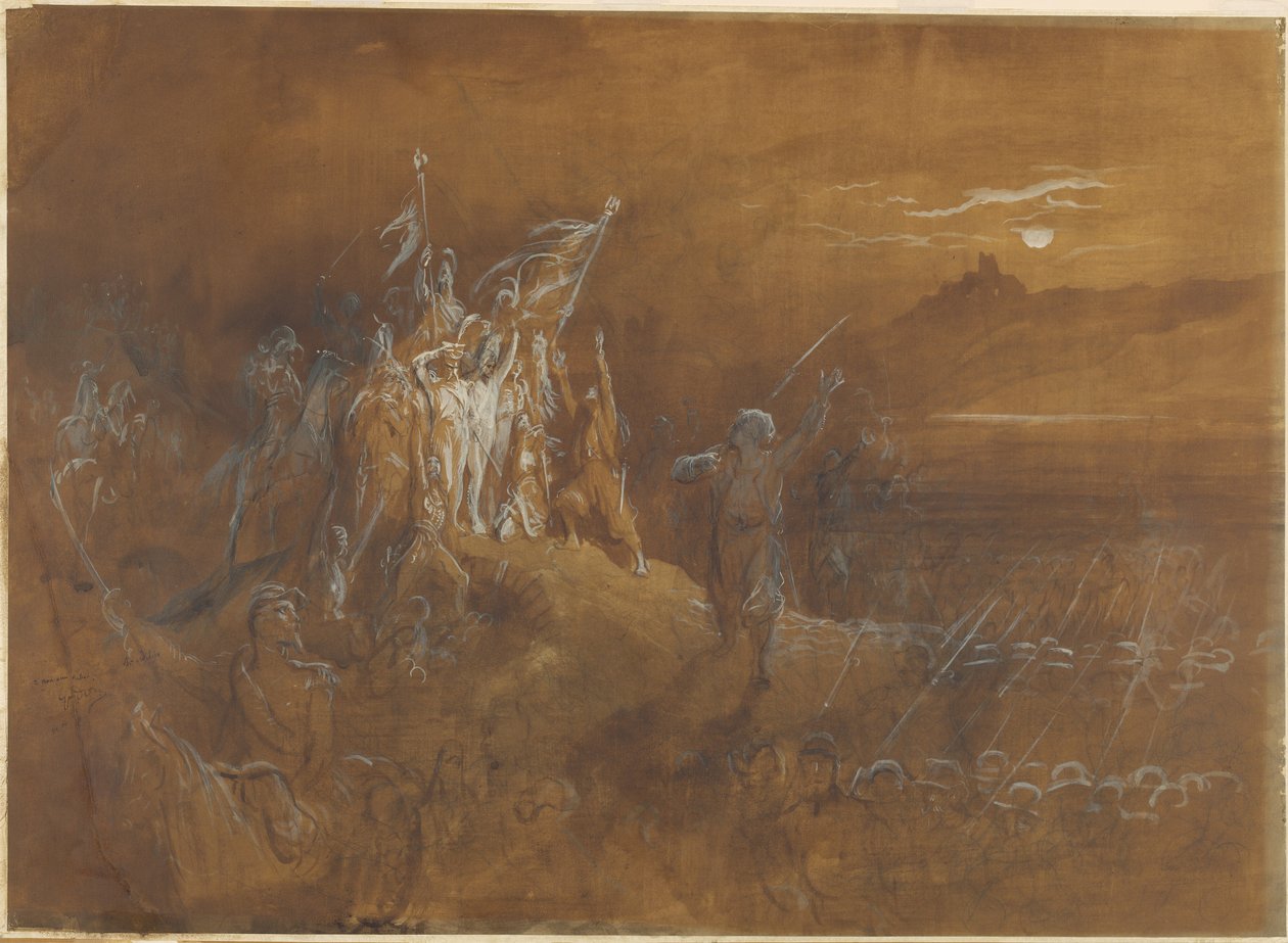 The Shades of French Soldiers from the past uppmanar armén till seger på Rhen av Gustave Dore