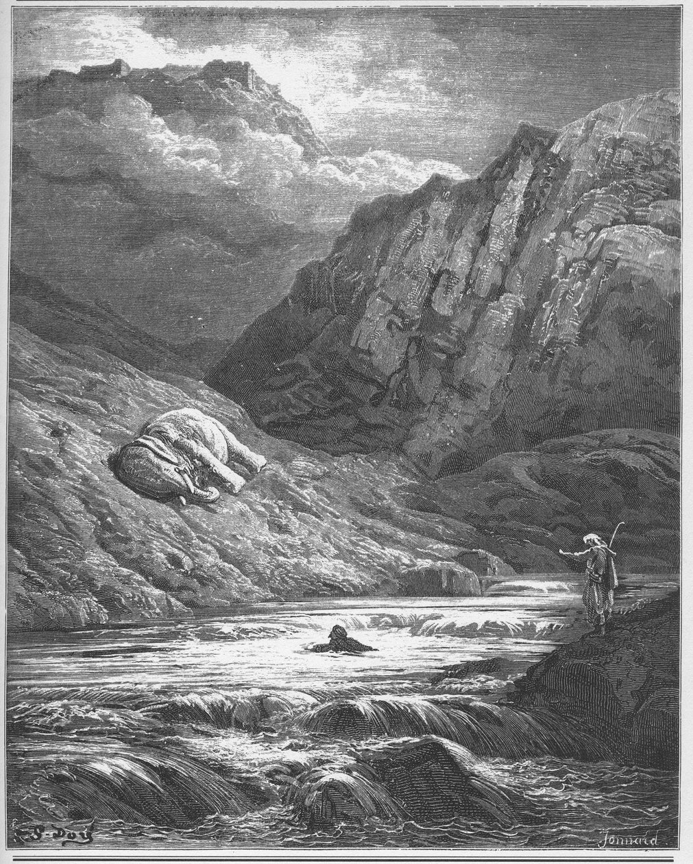The Two Adventurers and the Talisman - THE TWO ADVENTURS AND THE TALISMAN - från "Fables" av Jean de La Fontaine av Gustave Dore
