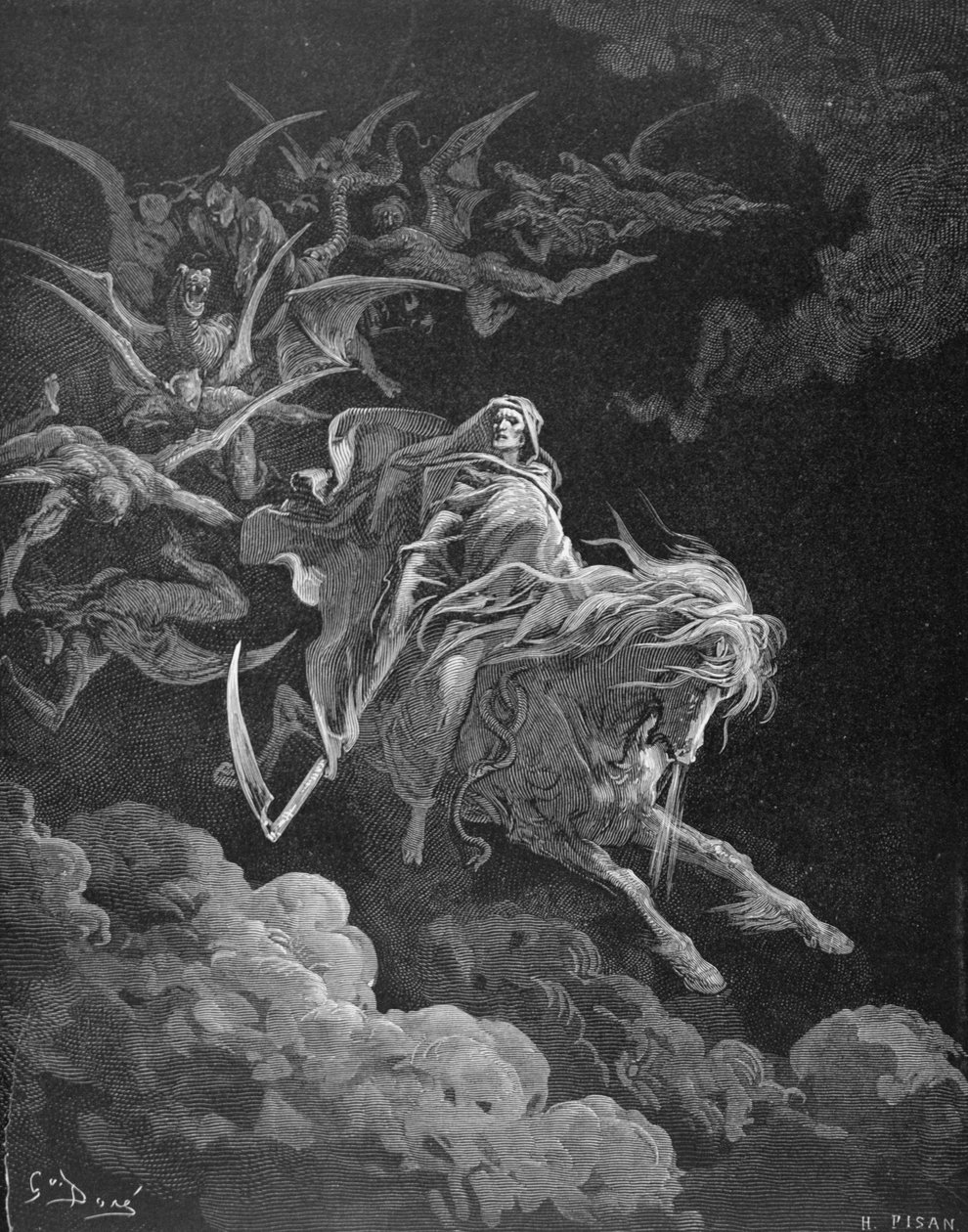 The Vision of Death, graverad av Heliodore Joseph Pisan (1822-90) c.1868 av Gustave Dore