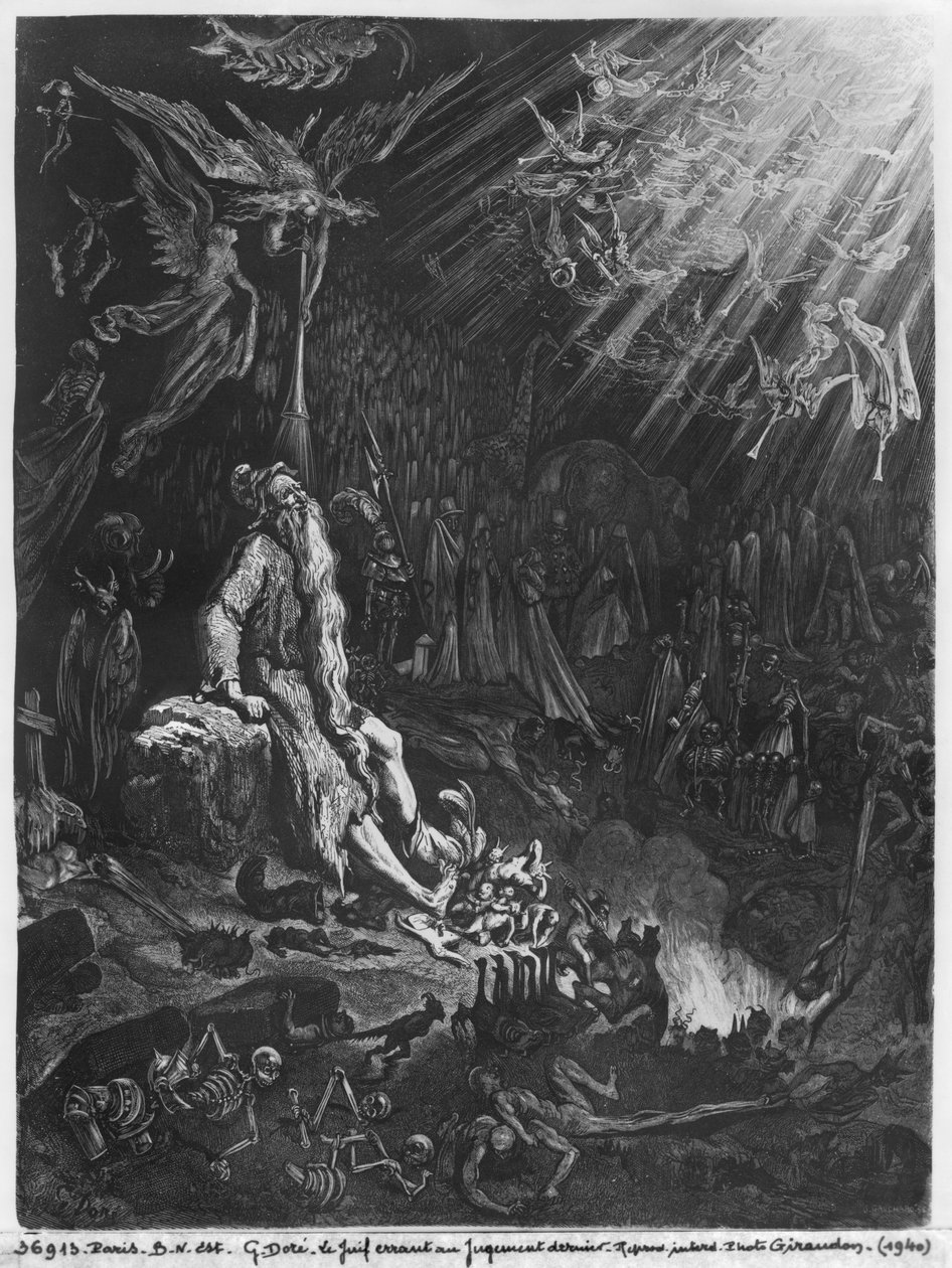 Den vandrande juden och den sista domen, graverad av Felix Jean Gauchard (1825-72) av Gustave Dore